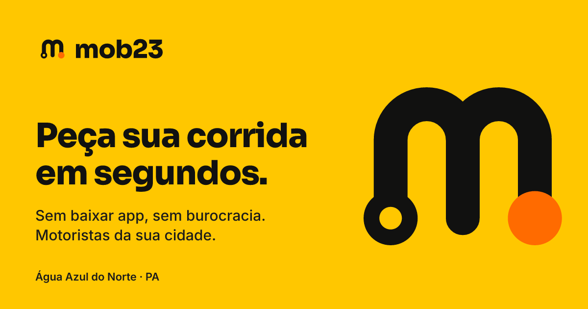 Fundo amarelo com o símbolo da mob23 e o texto Peça sua corrida em segundos